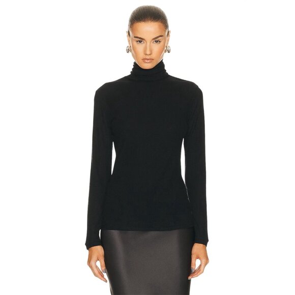 Loulou Studio Gallinara Top in Black X-Small New Womens Long Sleeve Turtleneck - Picture 1 of 15